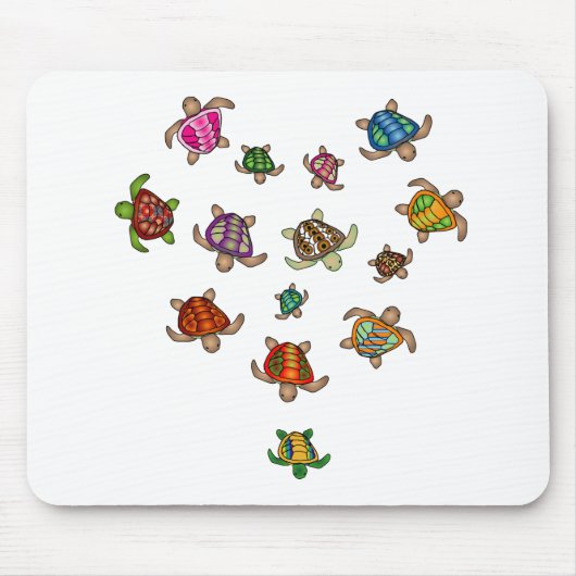 Tapis De Souris Rainbow Turtle Heart Mousepad (Devant)