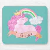 Tapis De Souris 🌈 Rainbow Unicorn Nom personnalisé (Devant)