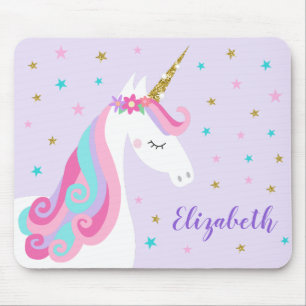 Tapis De Souris Rainbow Unicorn Parties scintillant magique violet