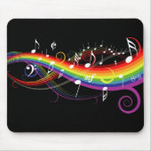 Tapis De Souris Rainbow White Music Notes sur Black (Devant)