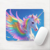 Tapis De Souris Rainbow Winged Prancing Unicorn (Avec souris)