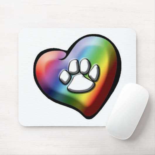 Tapis De Souris rainbowheartpawprint (Avec souris)