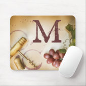 Tapis De Souris Raisins de vin rouge Cork Monogramme Souris initia (Avec souris)