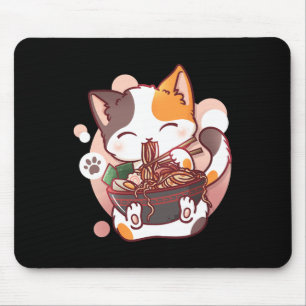 Tapis De Souris Ramen Cat Anime Bowl Kawaii Neko Japonais