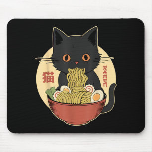Tapis De Souris Ramen de chat graphique drôle japonais Kawaii Cat