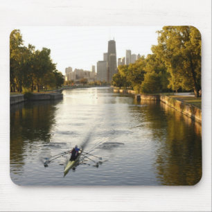 Tapis De Souris Rameurs à Chicago, Illinois, dans la lagune du par