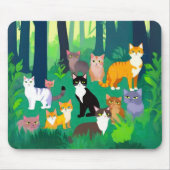 Tapis De Souris Rassemblement de chats dans une clairière de forêt (Devant)