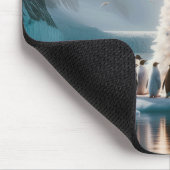 Tapis De Souris Rassemblement de pingouins de Noël autour d'un arb (Coin)