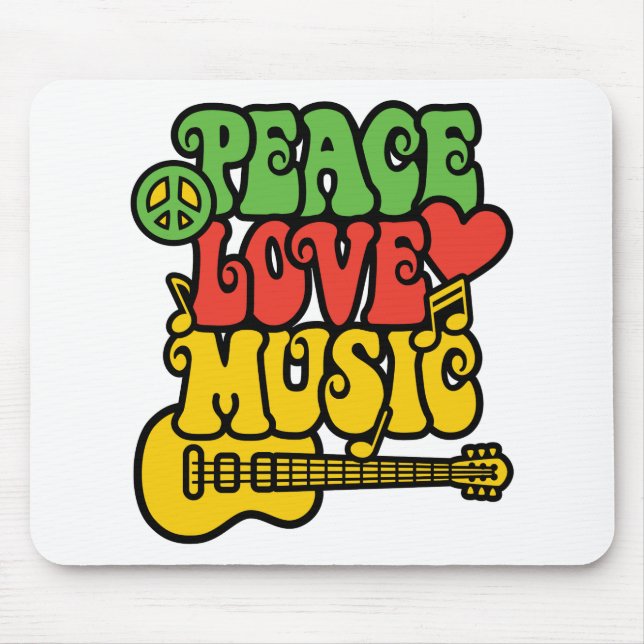Tapis De Souris Rasta Peace-Love-Music (Devant)