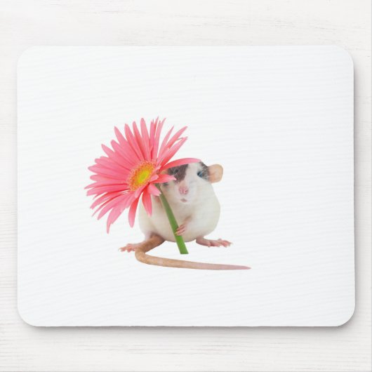 Tapis De Souris Rat avec fleur rose (Devant)