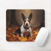 Tapis De Souris Rat Terrier à l'automne Feuilles automne Inspire (Avec souris)