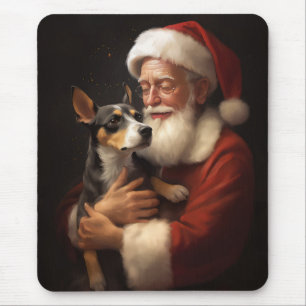 Tapis De Souris Rat Terrier avec le Père Noël Noël Festif