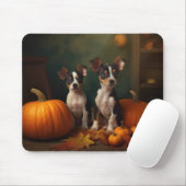 Tapis De Souris Rat Terrier Chiot Automne Citrouille délice (Avec souris)