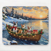 Tapis De Souris Rat Terrier Christmas Boat Holiday (Devant)