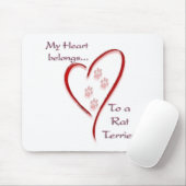 Tapis De Souris Rat Terrier Coeur Appartient (Avec souris)