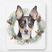 Tapis De Souris Rat Terrier Fête de Noël Wreath Pup (Devant)