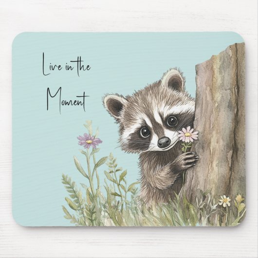 Tapis De Souris Raton laveur avec fleur (Devant)