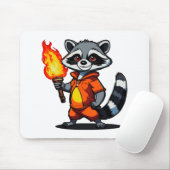 Tapis De Souris Raton laveur avec torche (Avec souris)
