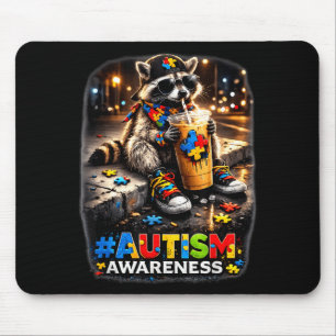 Tapis De Souris Raton laveur buvant du café glacé sensibilisation