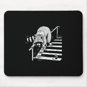 Tapis De Souris Raton laveur faisant du skateboard sur une rampe d