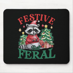 Tapis De Souris Raton laveur féroce festif animal Père Noël Noël X