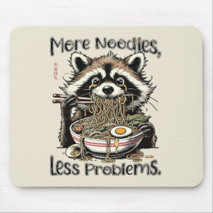 Tapis De Souris raton laveur mangeant des ramen plus de nouilles m