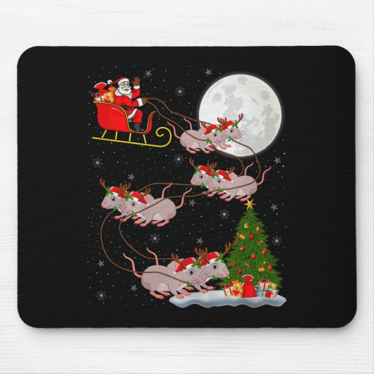 Tapis De Souris Rats Santa Sleigh Flying Funny Magical Christmas P (Devant)