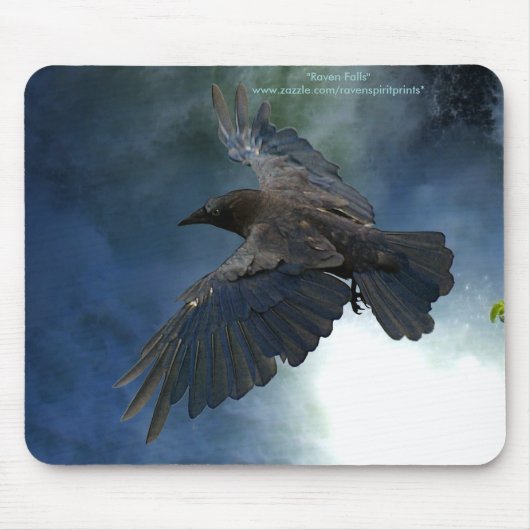 Tapis De Souris RAVEN ET CHUTE D'EAU Nature Mousepad (Devant)