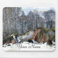 Ravin neigeux peinture aquarelle pavé souris