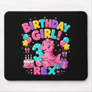 Tapis De Souris Rawr 3 Trois Rex Rose Dinosaure 3ème Anniversaire