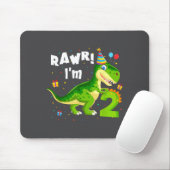 Tapis De Souris Rawr I'm 2 2nd Birthday T Rex Dinosaur Funny Party (Avec souris)