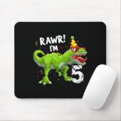 Tapis De Souris Rawr I'm 5 5th Birthday T Rex Dinosaur Funny Party (Avec souris)