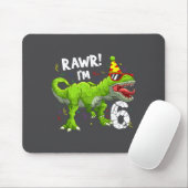 Tapis De Souris Rawr I'm 6 6th Birthday T Rex Dinosaur Funny Party (Avec souris)