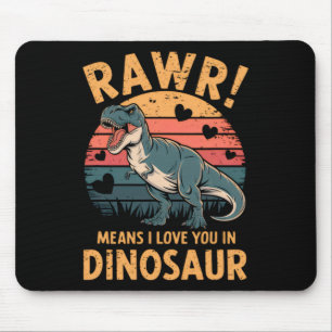 Tapis De Souris Rawr signifie je t'aime en dinosaure vintage Valen