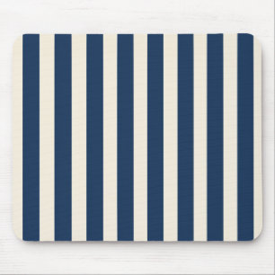 Tapis de souris rayé bleu marine et crème