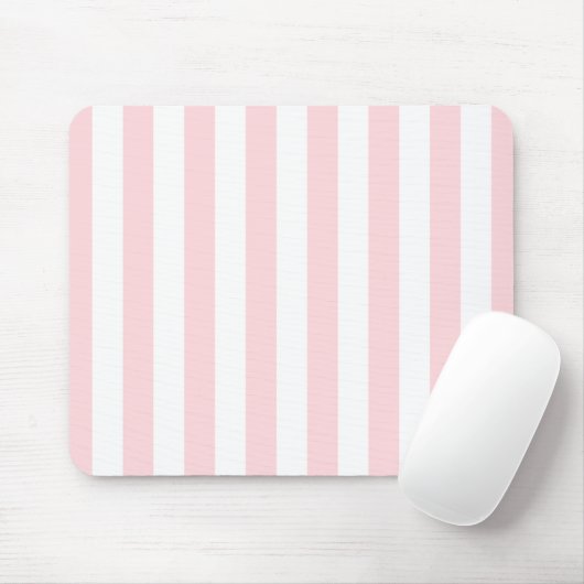 Tapis de souris rayé rose et blanc (Avec souris)