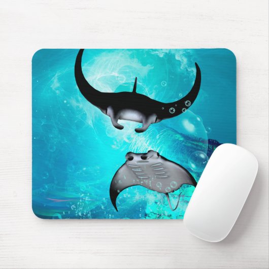 Tapis De Souris Rayons de manta impressionnants de natation (Avec souris)