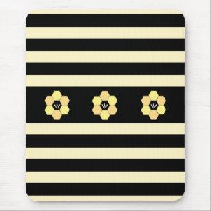 Tapis De Souris Rayons de miel abeille sur rayures