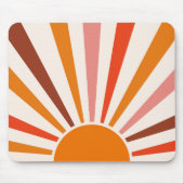 Tapis De Souris Rayons Soleil Rétro Coucher Soleil Orange Jaune Ro (Devant)