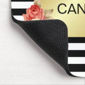 Tapis De Souris Rayure et or noirs et blancs avec les roses (Coin)