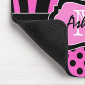 Tapis De Souris Rayure et points roses, noirs, blancs Mousepad de (Coin)