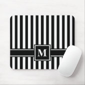 Tapis De Souris Rayure moderne noire avec monogramme (Avec souris)