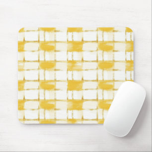 Tapis De Souris Rayures à carreaux blanc or jaune