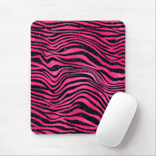 Tapis De Souris Rayures à motif animal glamour rose vif et noir