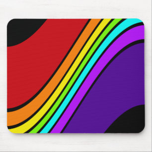 Tapis de souris rayures arc-en-ciel courbes optiqu
