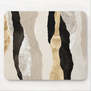 Tapis De Souris Rayures blanches crème noir or