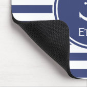 Tapis De Souris Rayures bleues et blanches avec l'Ancre (Coin)