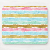 Tapis De Souris Rayures chics d'aquarelle d'or (Devant)
