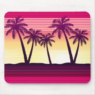 Tapis De Souris Rayures de coucher de soleil tropicales