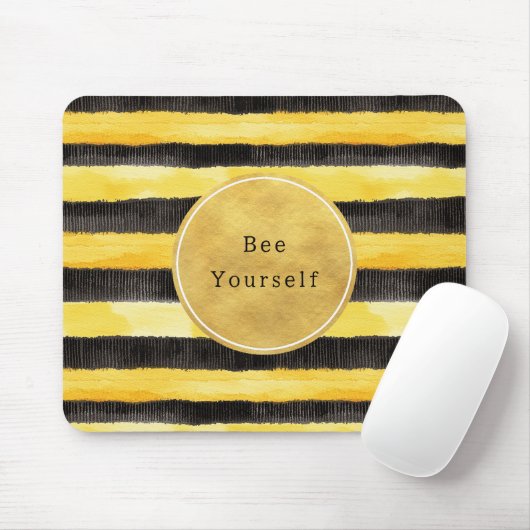 Tapis De Souris Rayures de guêpe jaune noir or (Avec souris)
